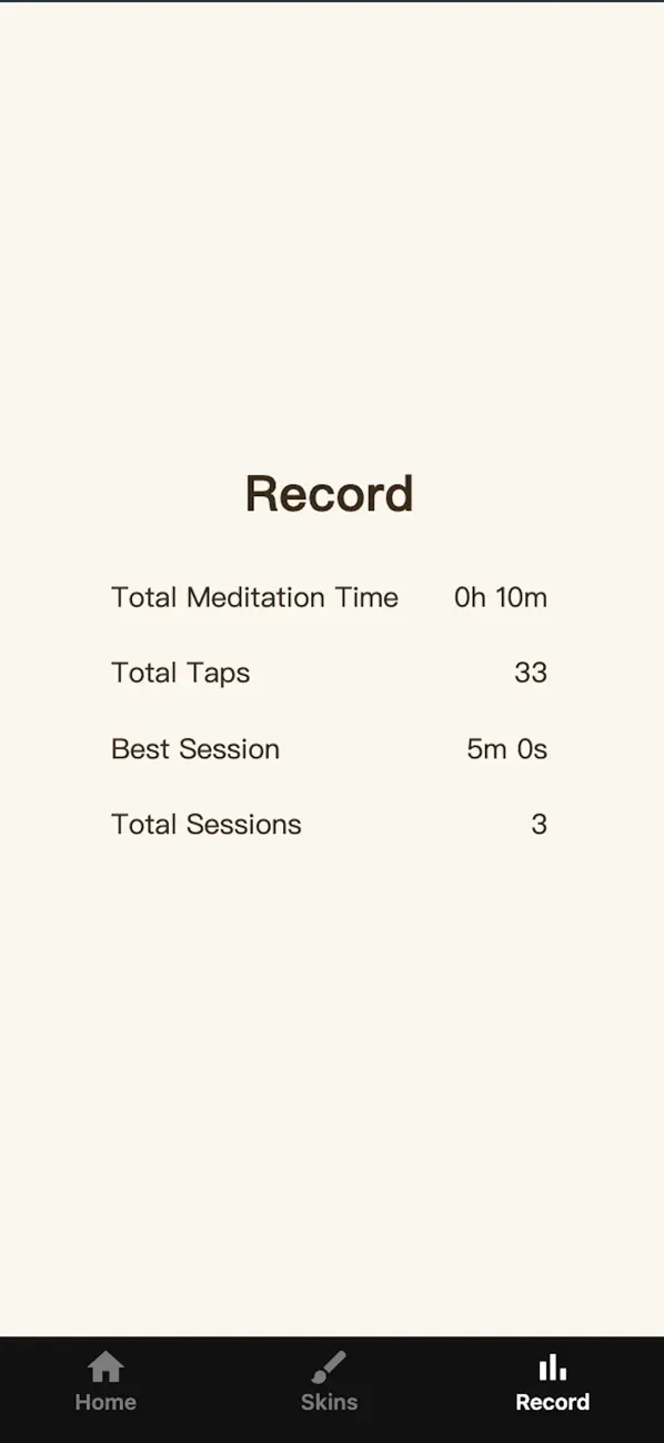 ZenAwake meditation record screen